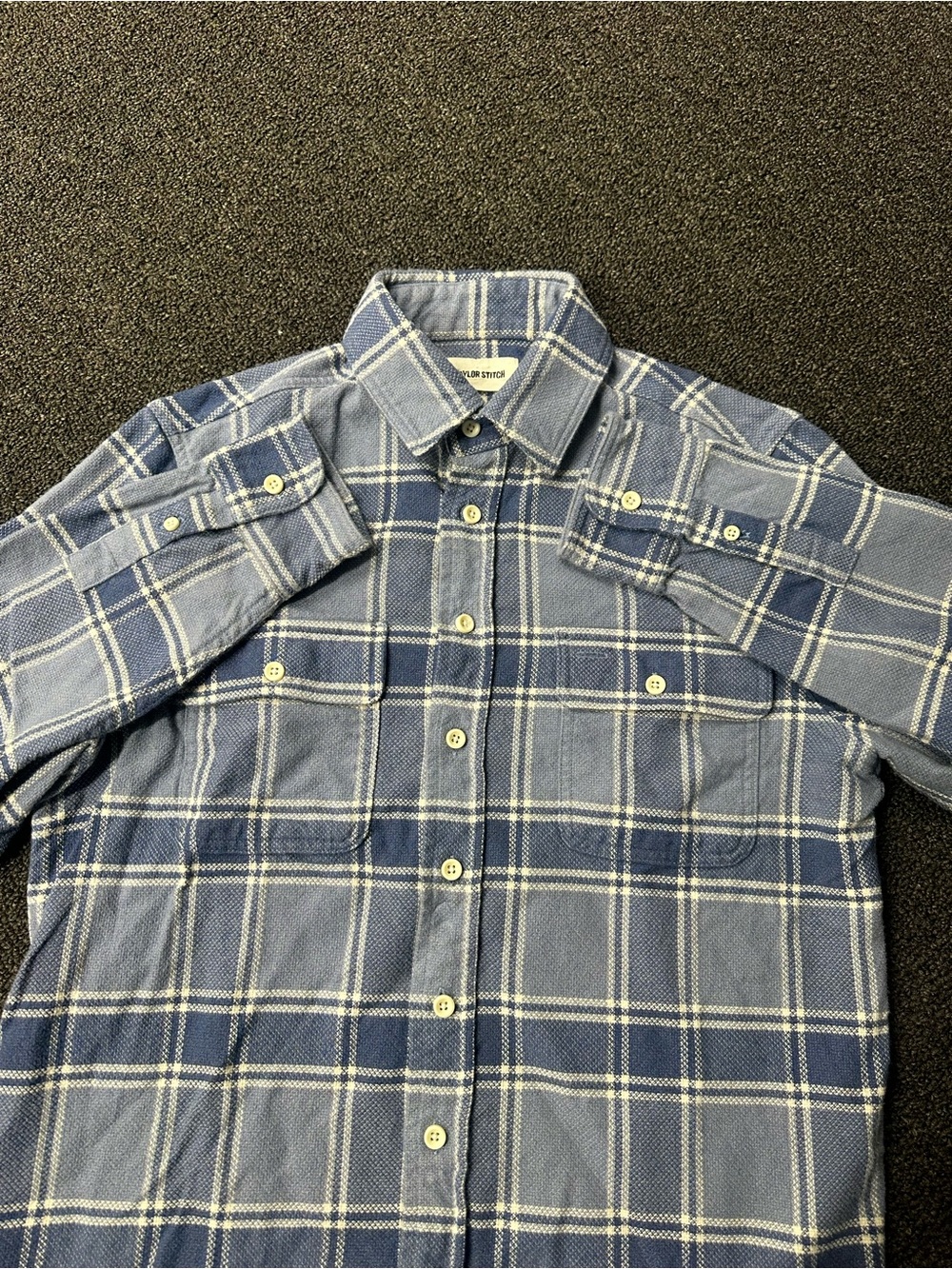 Taylor Stitch Blue/White L/S Button Front Organic Cotton Shirt Size - 36
